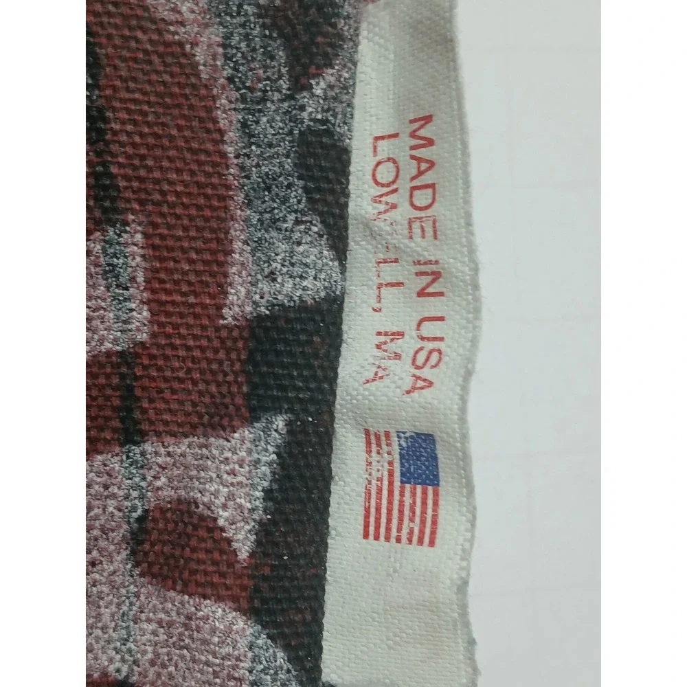 Rare Vintage Trader Joe's Canvas Tote Bag Maroon All Over Print Made In USA